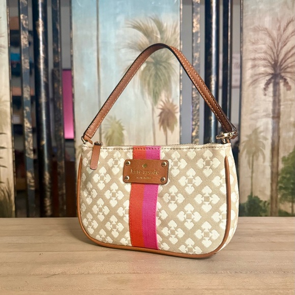 Kate Spade Classic Monogram Linet Wristlet Stucco Clutch Purse - Picture 3 of 14